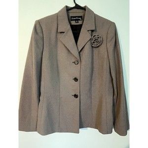 Evan Picone Women's Skirt Suit Size 12P Black Dotted 3 Button Blazer